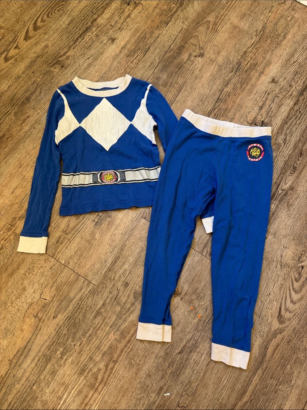 Power Ranger Blue and White Diamond Two-Piece Pajama Set